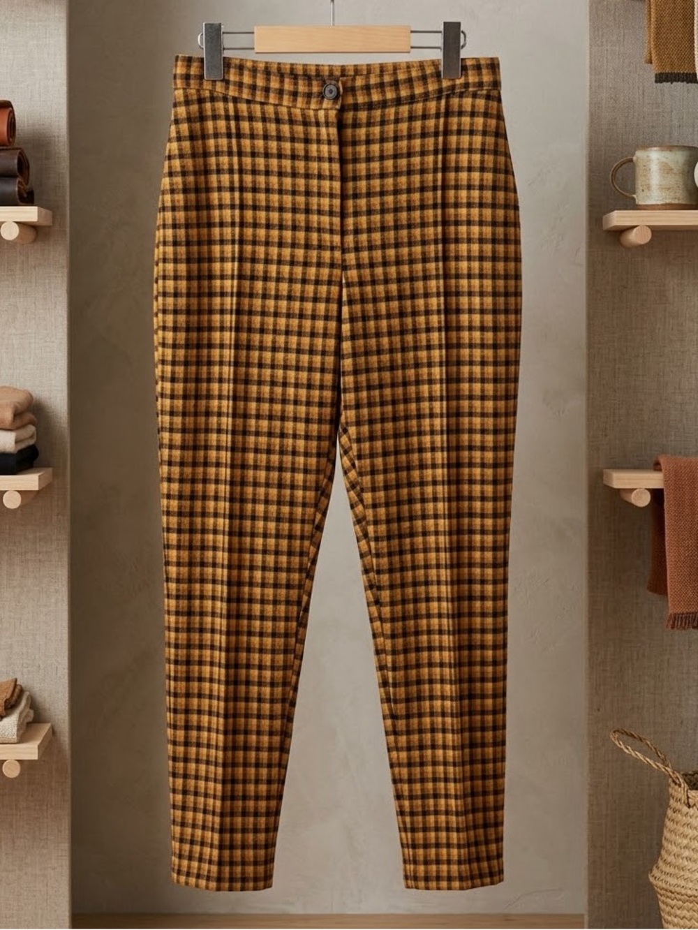 Free People Pocketless Houndstooth Plaid Slim Pants Size 10 / UK 14 stretchy